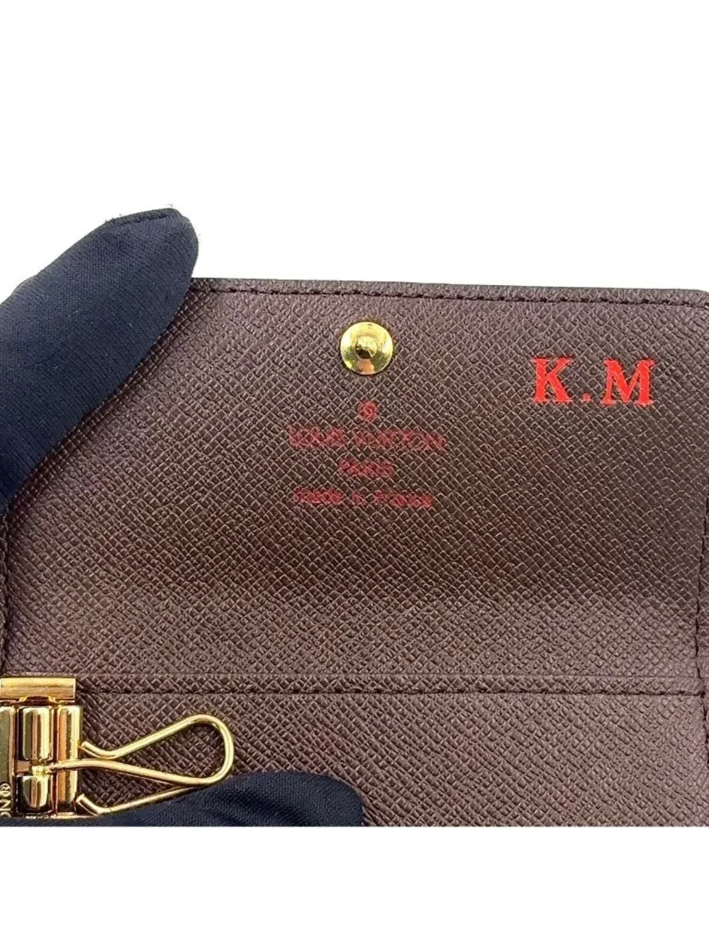 Louis Vuitton Multicles 4 Damier Ebene Leather Brown Key Case Gold Key Holder